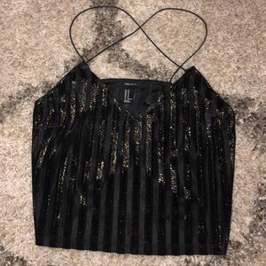 Black Sparkled Crop Top